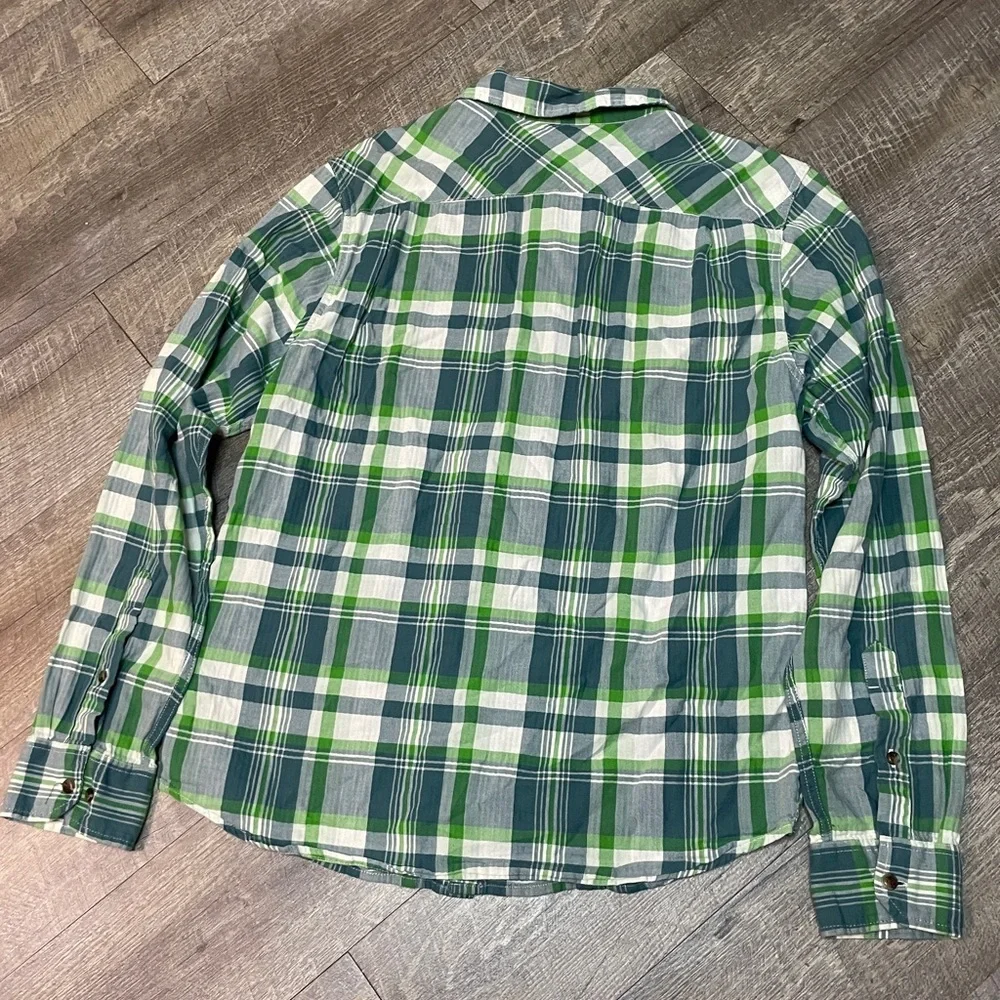 The North Face Green and White‎ Plaid Button Down Shirt size Medium